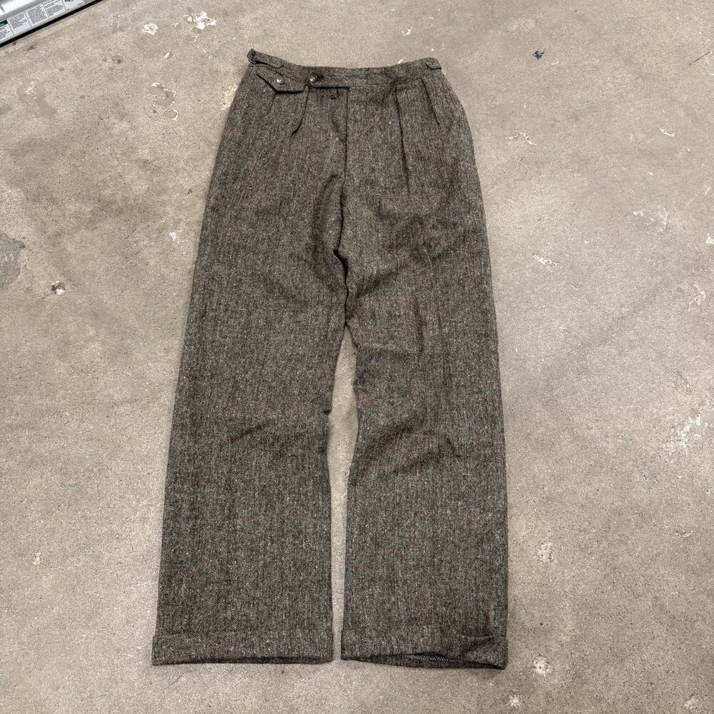 Vintage Austin REed Pleated Relaxed Wool Trouser Pants Brown 28x29